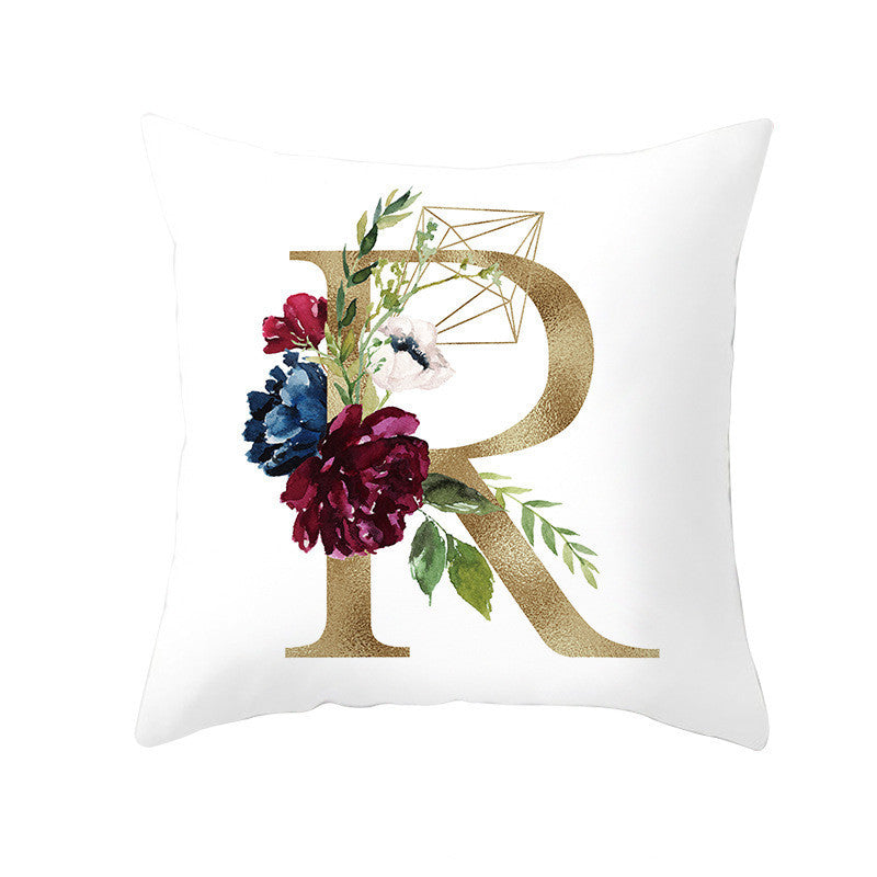 Nordic Style Pillowcase Geometric Golden Letter Pillowcase Peach Skin Sofa Cushion Household Goods