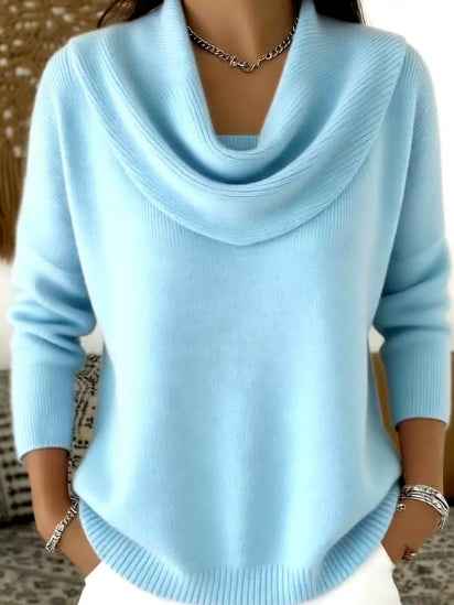 Women Soft-Shine Relaxed Round Neck Knit Sweater