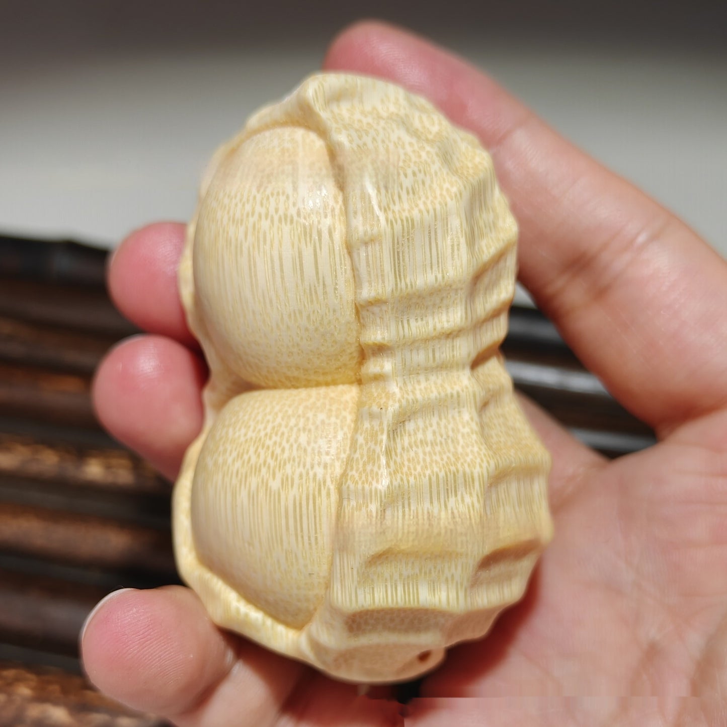 Crafts Pure Natural Solid Bamboo Carving Peanut Ornaments