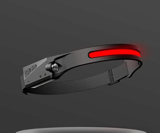 COB LED Rechargeable Headlamp - 350 Lumens Wave Sensor Waterproof Headlight for Camping & Outdoor