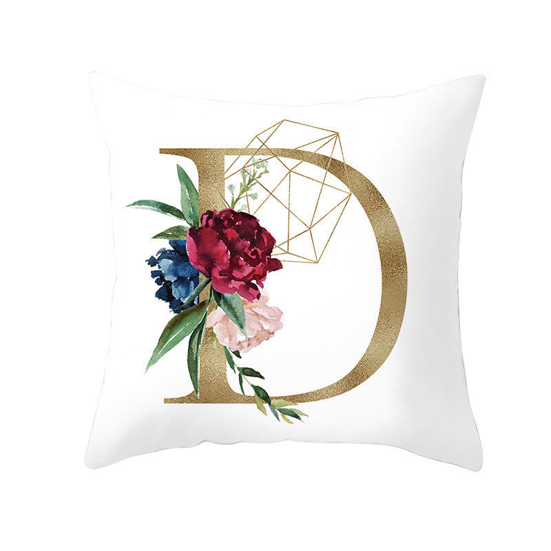 Nordic Style Pillowcase Geometric Golden Letter Pillowcase Peach Skin Sofa Cushion Household Goods