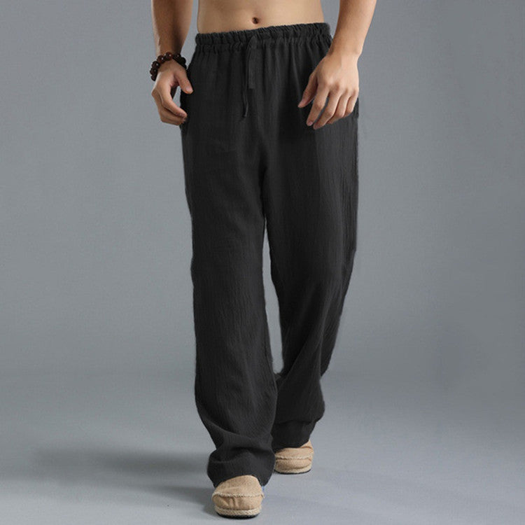Men's Breathable Linen Casual Sports Pants - Loose Fit Summer Trousers