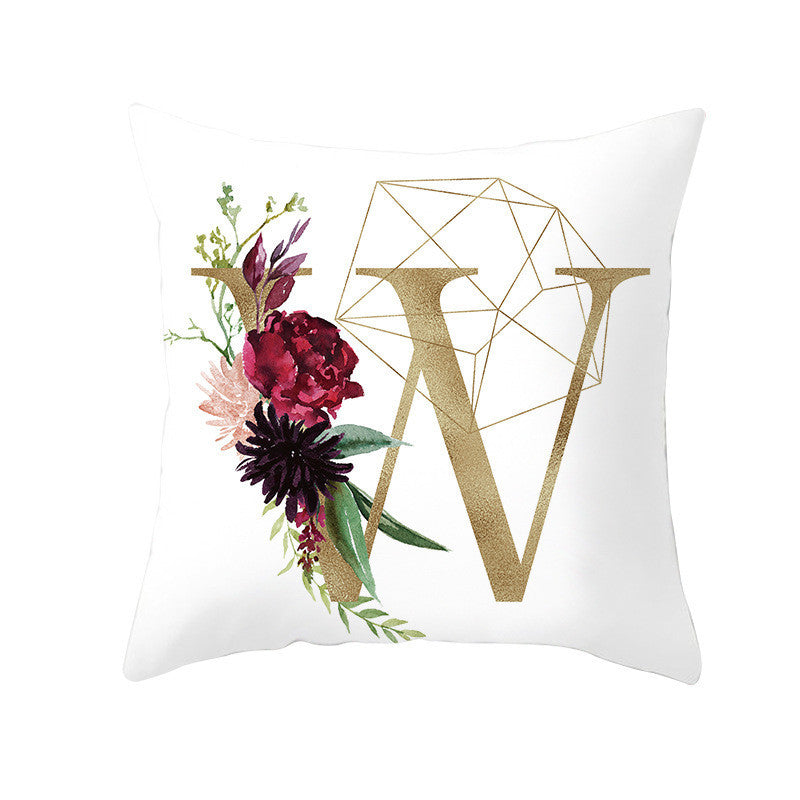 Nordic Style Pillowcase Geometric Golden Letter Pillowcase Peach Skin Sofa Cushion Household Goods