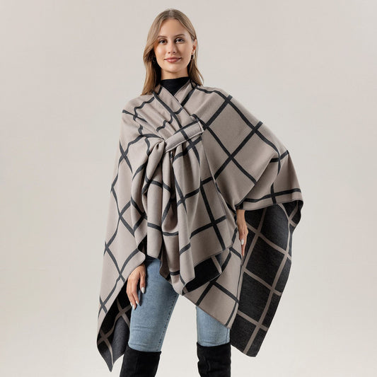 Women's Fashion Gingham Check Warm Scarf - Classic Plaid Winter Wrap
