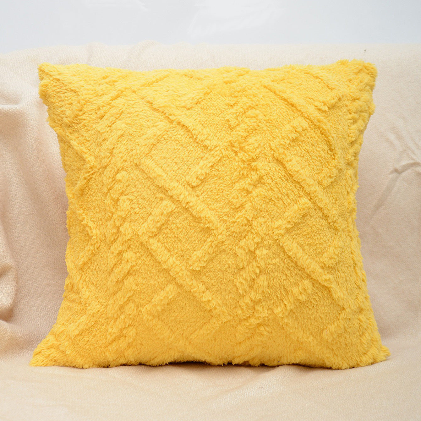 Cut Flower Pillow Cover Plush Jacquard Cushion Cover