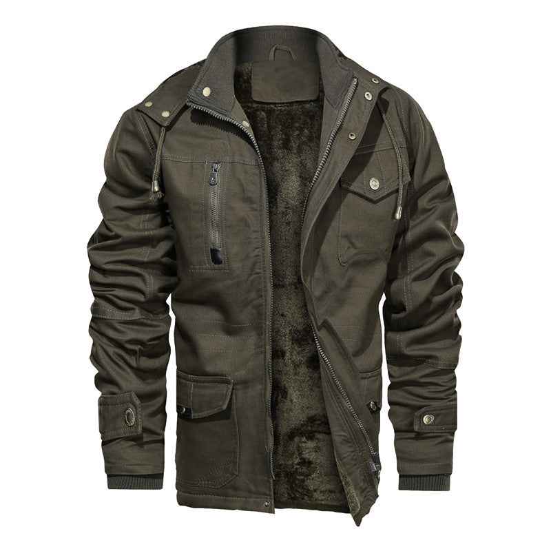 Fashionable Extra-thick Fleece-lined Men's Work Jacket