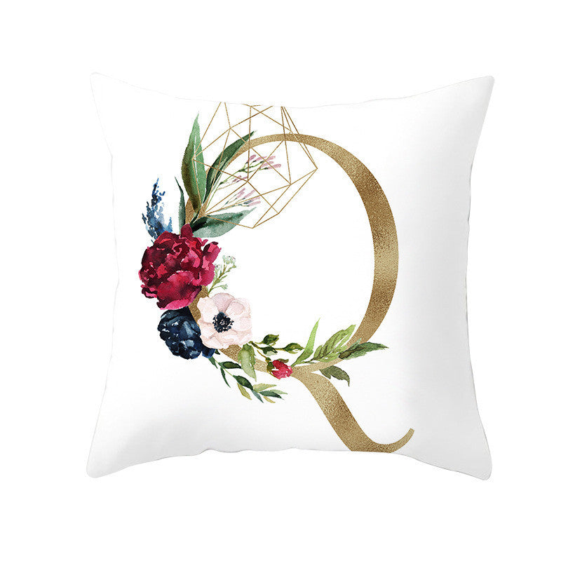 Nordic Style Pillowcase Geometric Golden Letter Pillowcase Peach Skin Sofa Cushion Household Goods