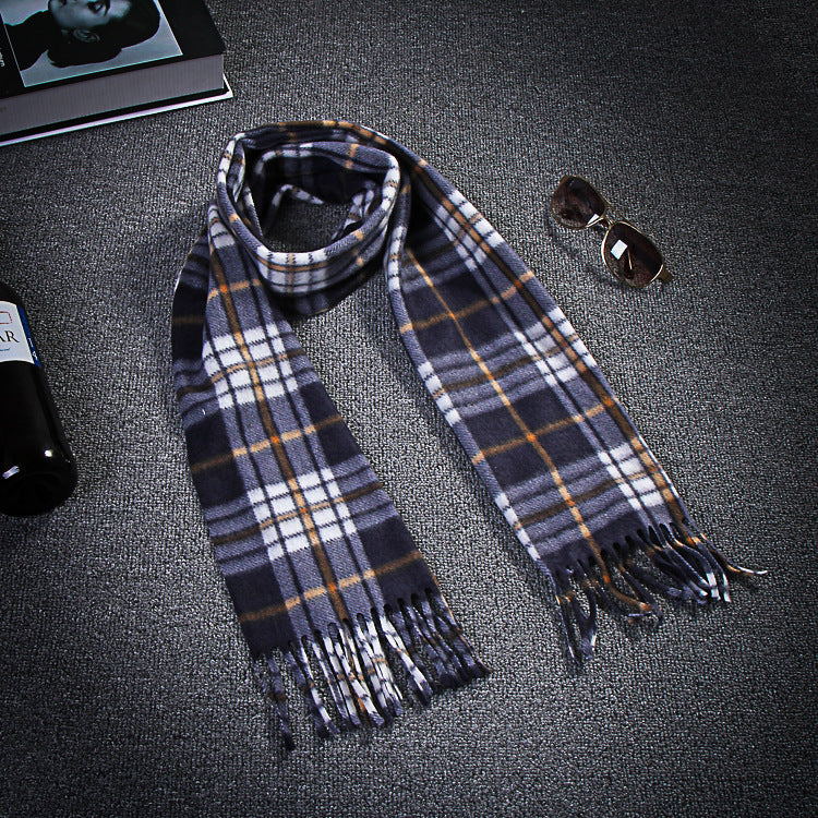 Unisex Black & White Plaid Thermal Scarf - Plus Size Winter Wrap