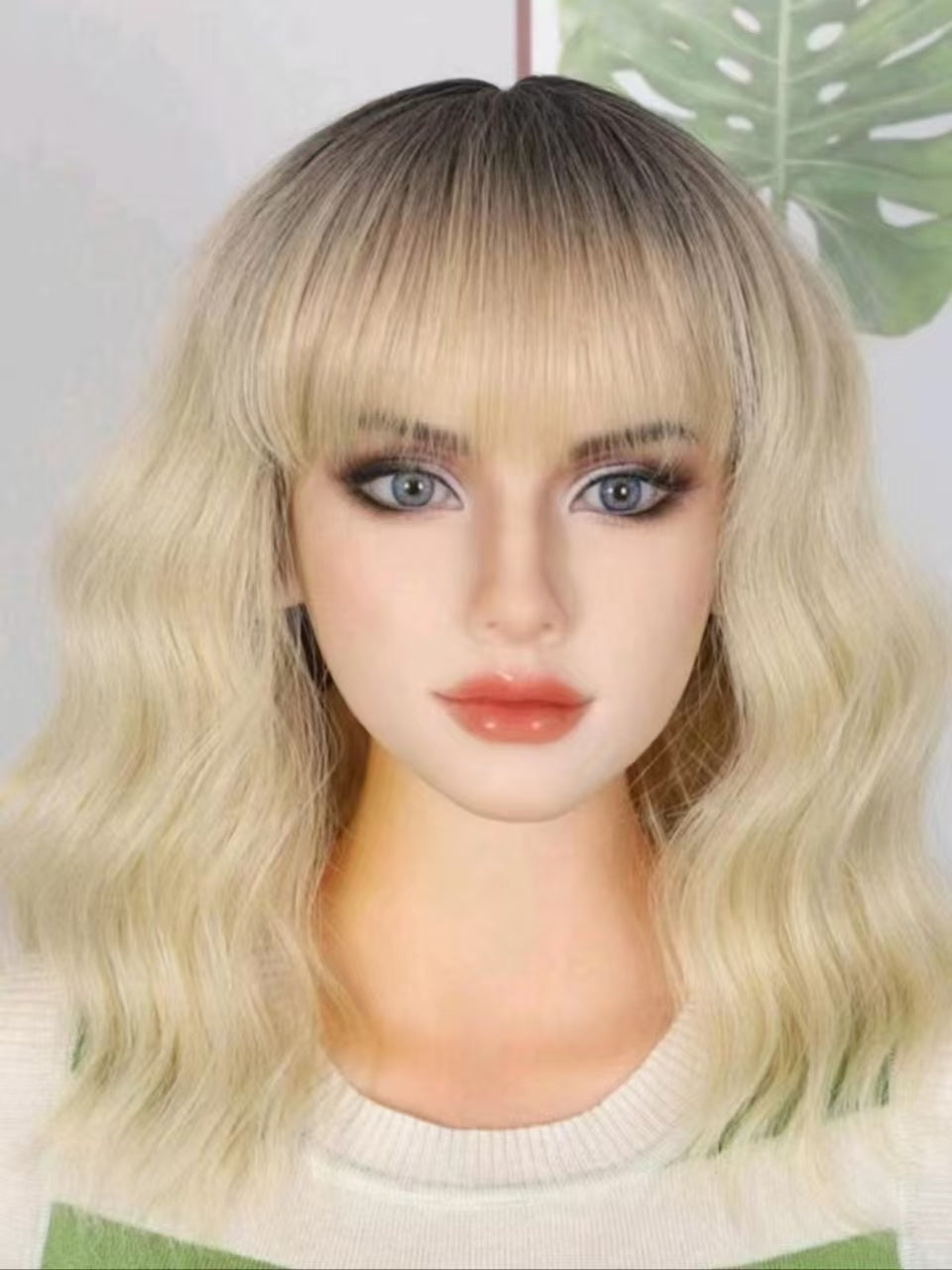 Synthetic Wavy Wig, Non-toxic Wig With Wave Head, With Bangs, Short Mixed Hair For Women, Heat Resistant, Suitable For The Whole Scene