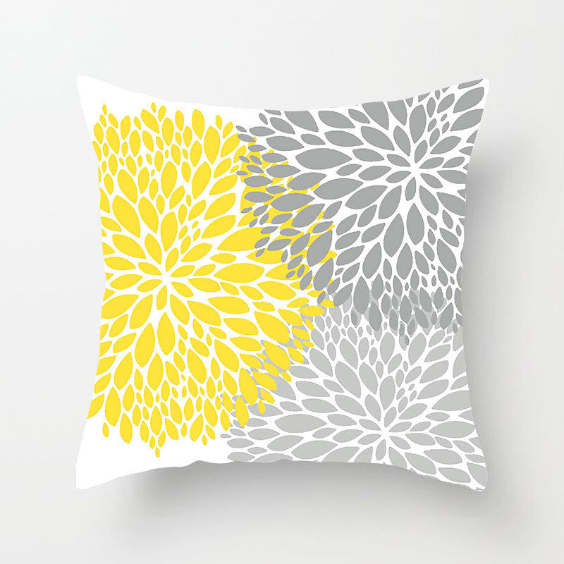 Modern Yellow Daisy Flower Cushion Cover - Creative Letter Print Pillow Case for Home