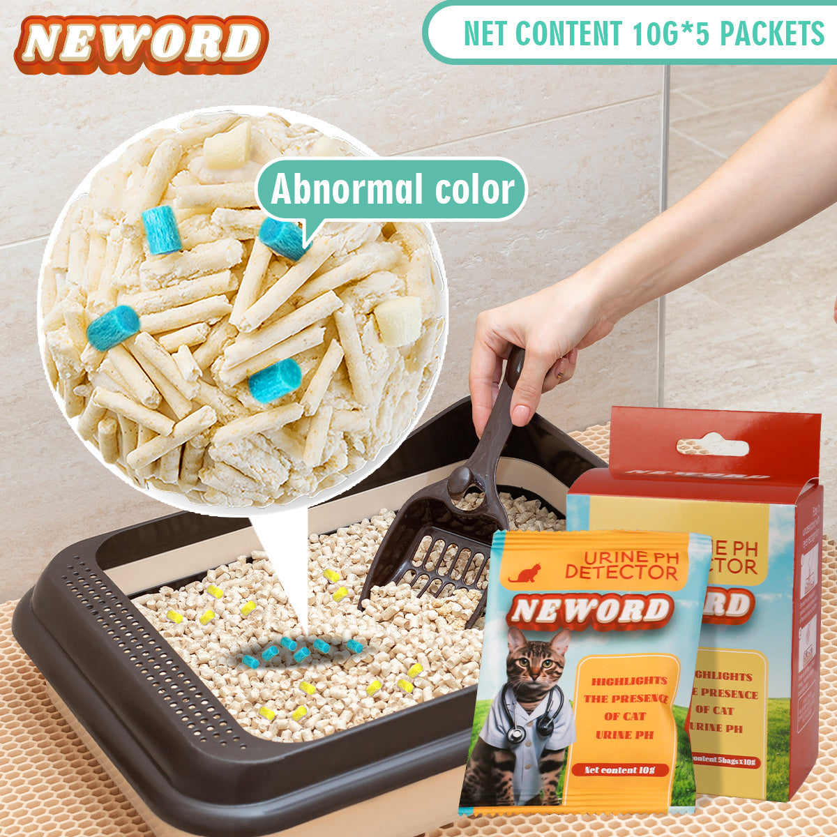 Cat Litter Self Checking Particles - Health Monitoring Color-Changing Litter for Cats