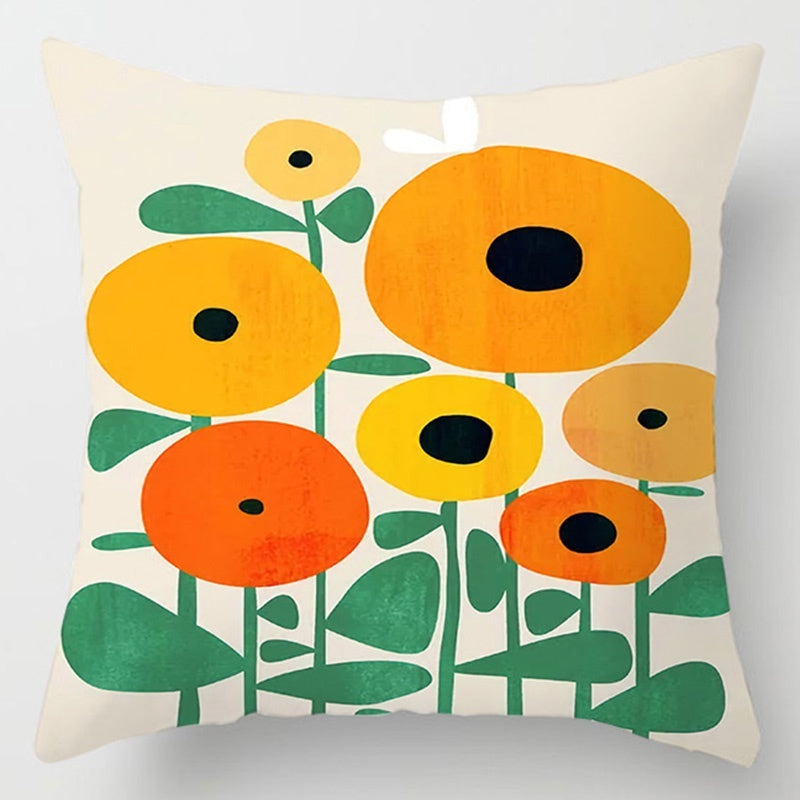 Floral Plant Pattern Cushion Cover - Botanical Bedroom Decor Throw Pillow Case