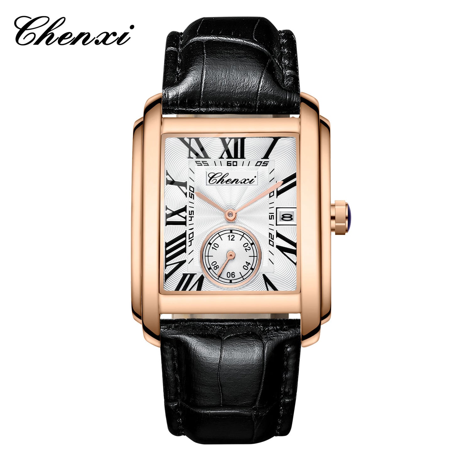 Men's Square Quartz Watch - Dawn Brand Direct Belt Timepiece