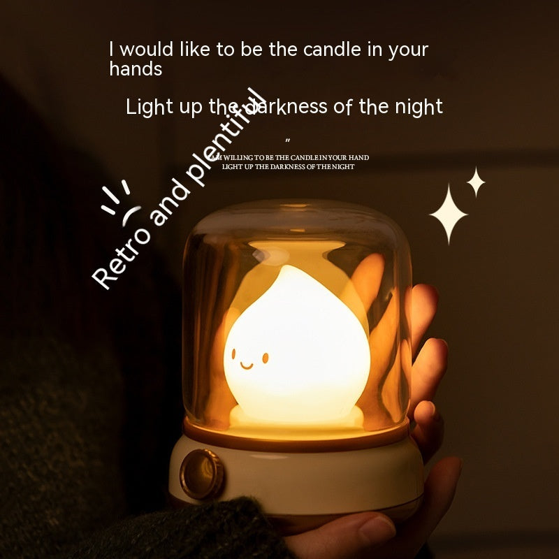 Retro Small Night Lamp - Bedroom Mini Desktop LED Cute Rechargeable Portable Cartoon Table Lamp