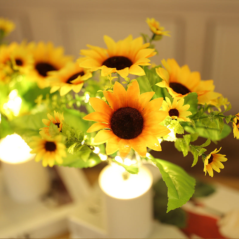 Premium Sunflower Bouquet Night Light - Creative Home Desktop Decoration