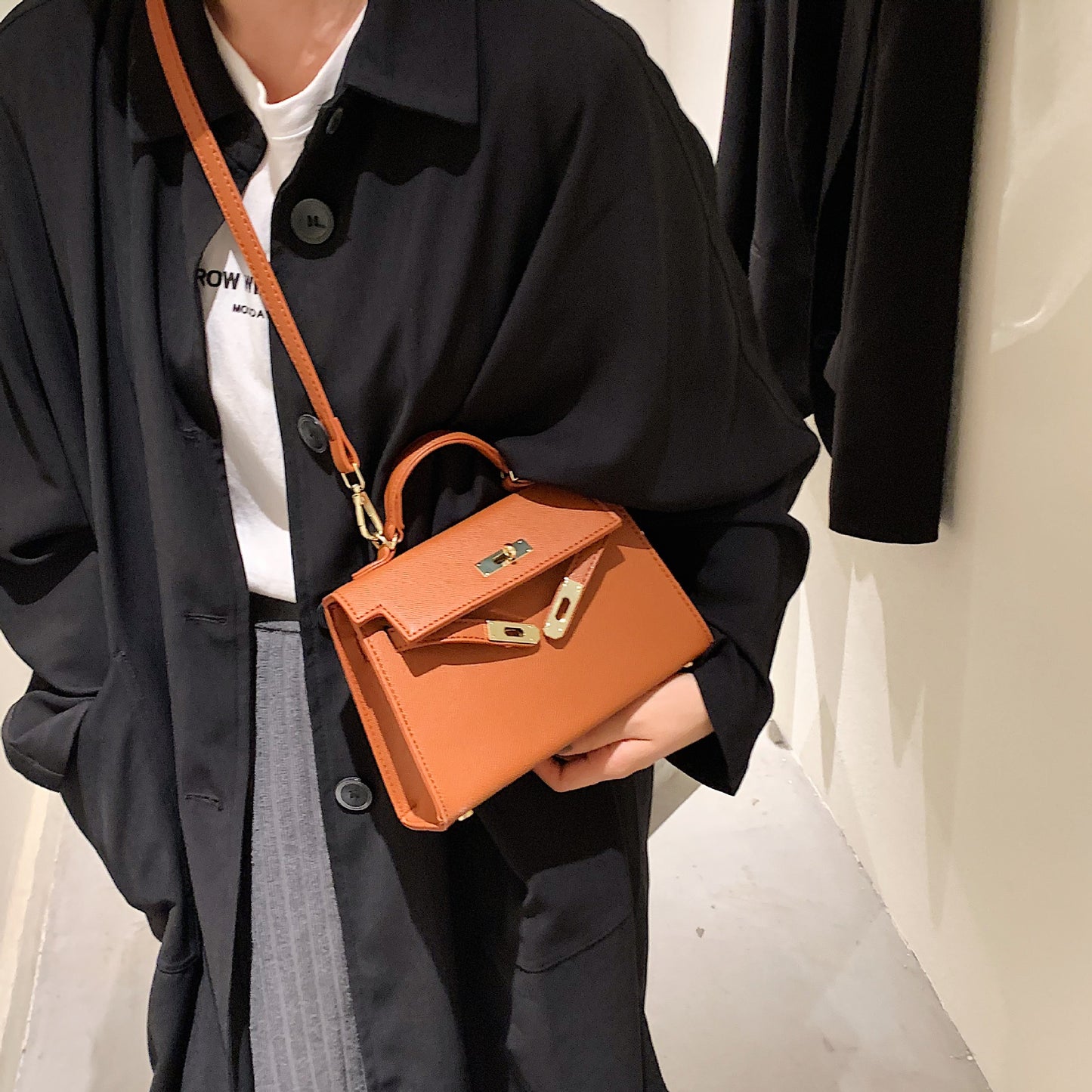 Women's Square Shoulder Bag - Classic PU Leather Handbag
