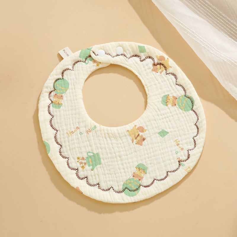 Baby Bib Set - 6-Layer Cotton Anti-Spill Round Bibs