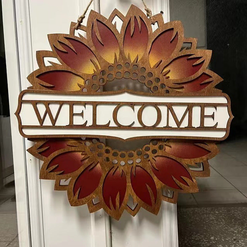 Premium Sunflower Doorplate Decoration - Boxwood Craft Pendant