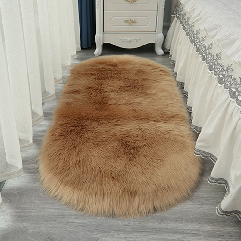 White Wool-like Plush Oval Sofa Cushion Bedroom Blanket Before Bed Balcony Bay Window Blanket