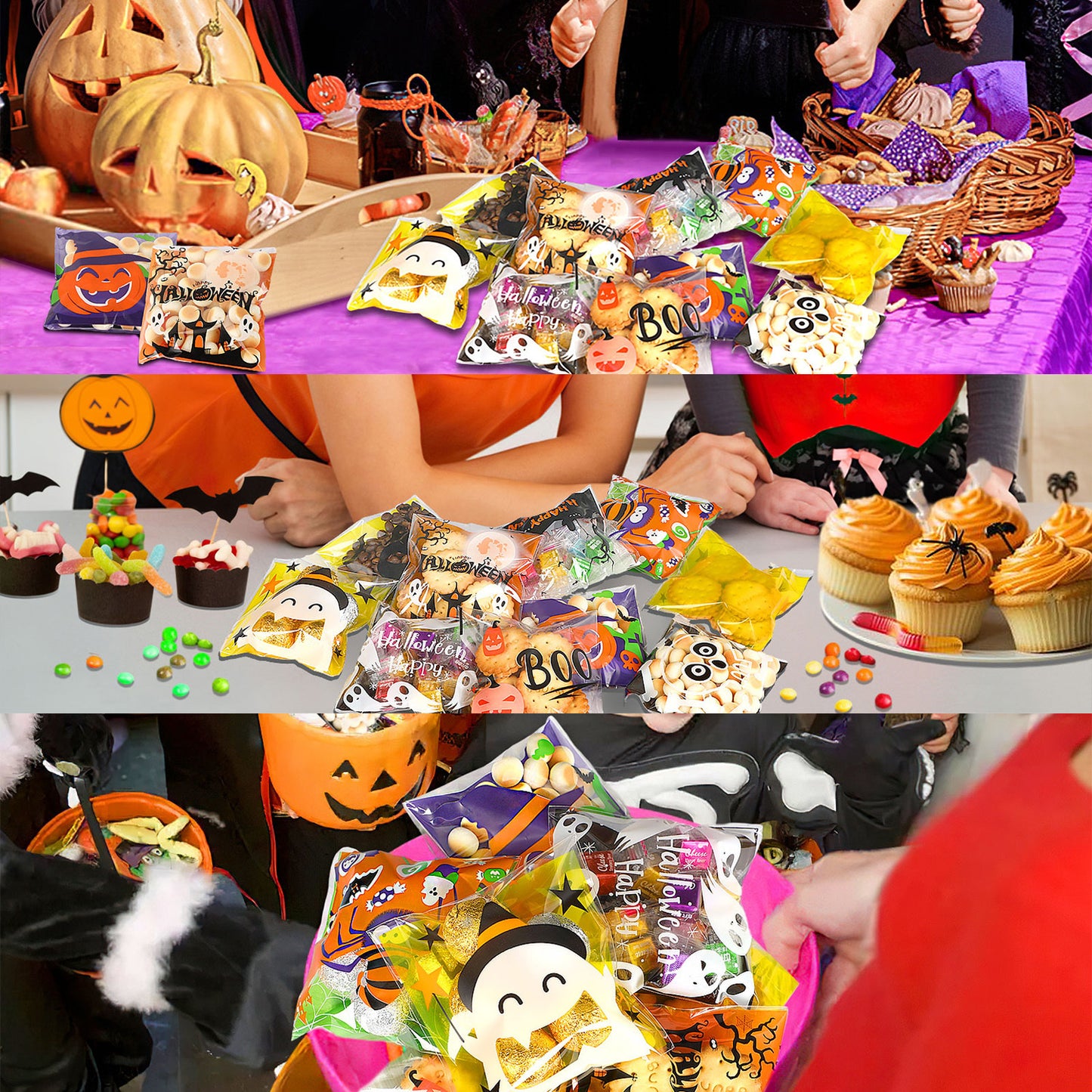 Halloween Cellophane Treat Bags - 450 Pcs Self-Sealing Candy Bags