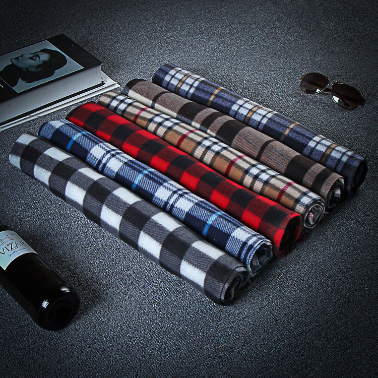 Unisex Black & White Plaid Thermal Scarf - Plus Size Winter Wrap