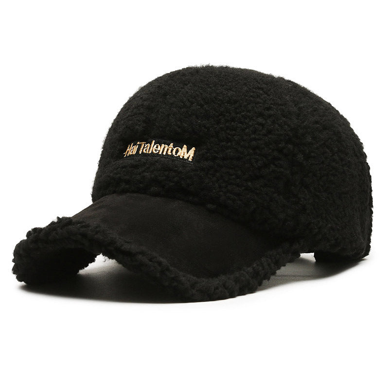 Autumn Winter Color Matching Fashion All-Match Plush Warm Peaked Cap