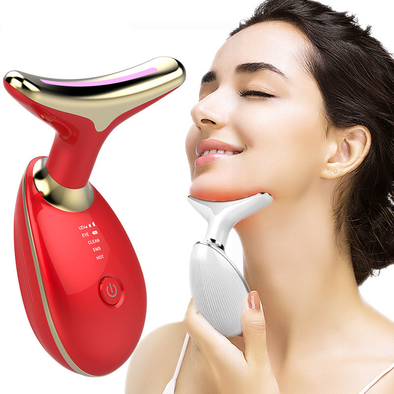 EMS Thermal Neck Lifting Massager - Electric Microcurrent Wrinkle Remover with LED Photon Therapy