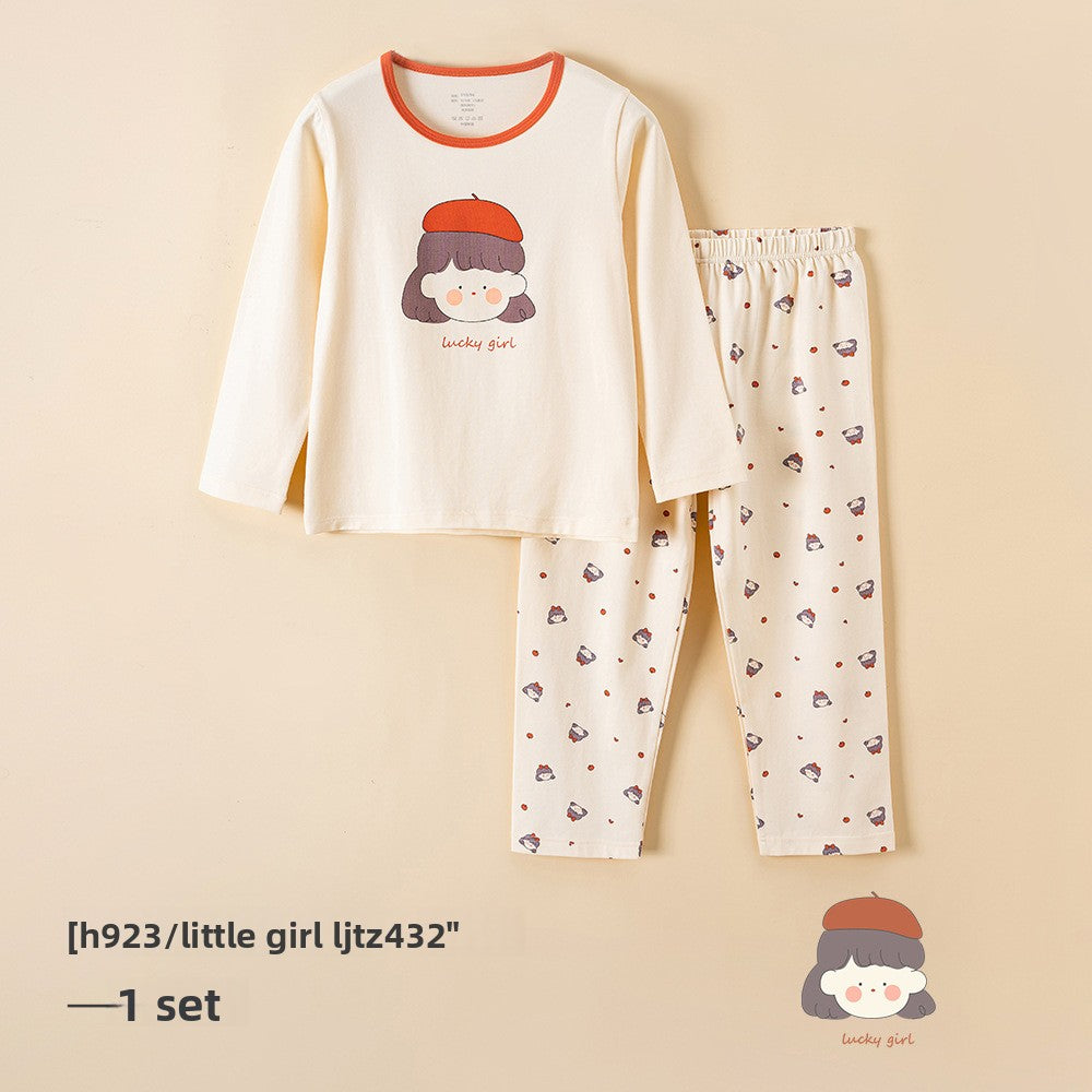 Children's Cotton Pajamas Set - Antibacterial Long Sleeve Sleepwear