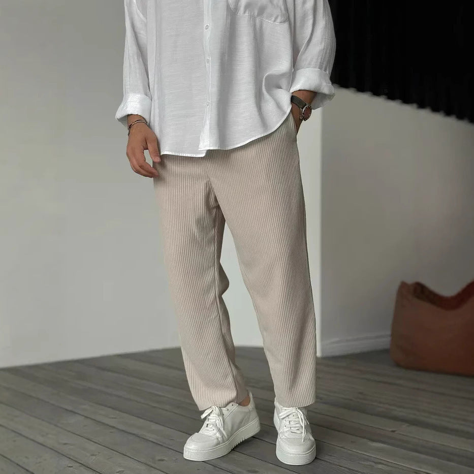 Men's Loose Straight Sports Casual Pants - Comfortable Striped Athletic Wear