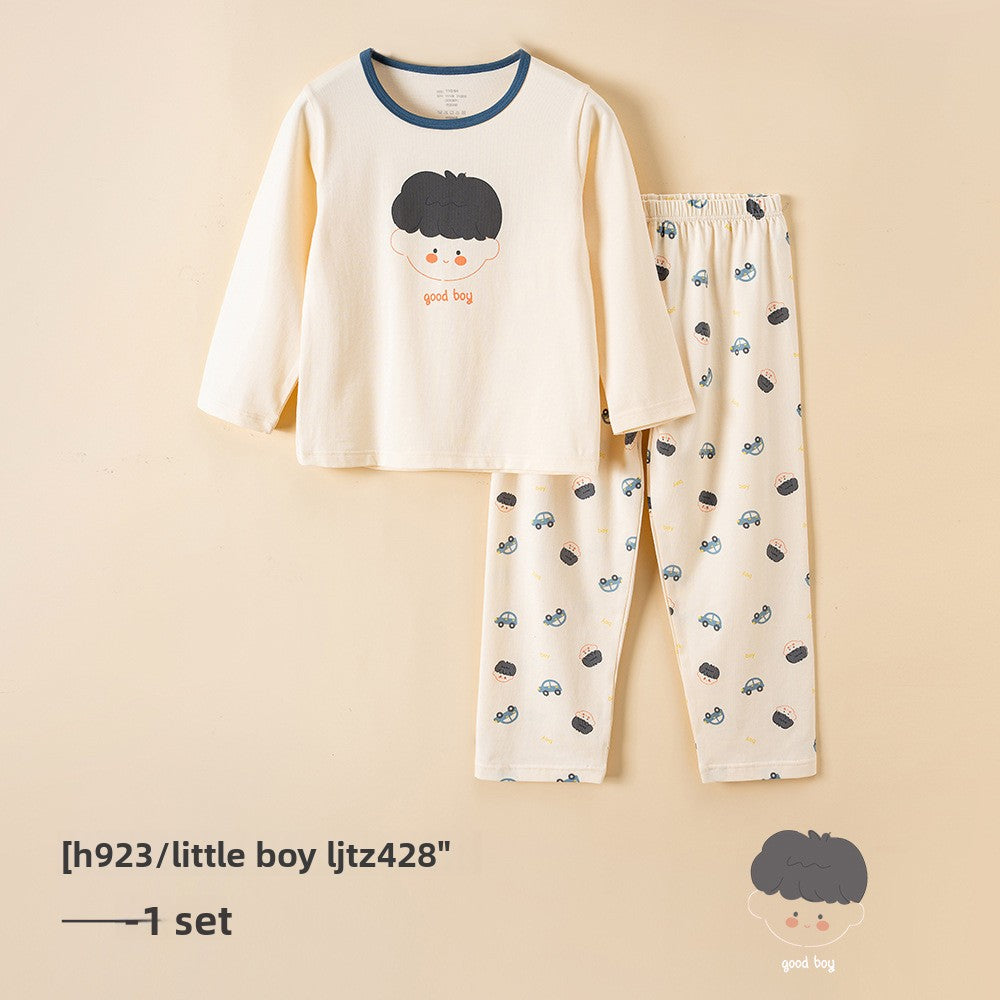 Children's Cotton Pajamas Set - Antibacterial Long Sleeve Sleepwear
