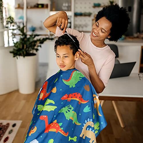 Children's Haircut Apron, Professional Hair Salon Cutting Apron, With Neck Cleaning Brush And Adjustable Buckle For Adults, Cartoon Dinosaur Pattern-Ban On Amazon Sales