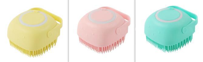 Silicone Dog Bath Massage Gloves Brush - Pet Grooming Tool with Shampoo Dispenser for Dogs & Cats