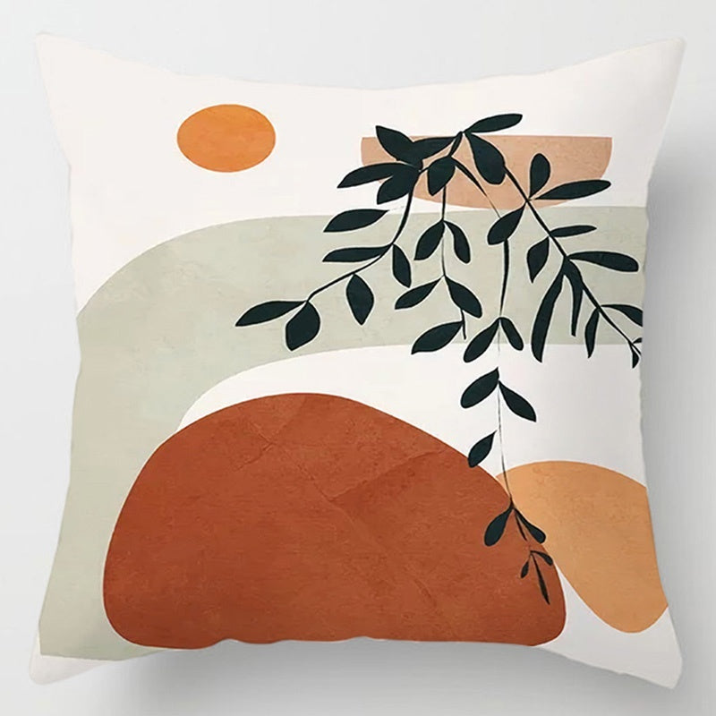 Floral Plant Pattern Cushion Cover - Botanical Bedroom Decor Throw Pillow Case