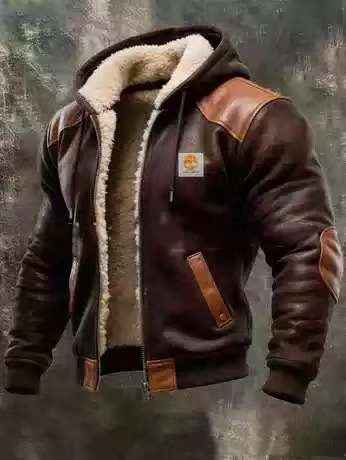 Men's Winter Fleece-Lined Thick Hooded Jacket