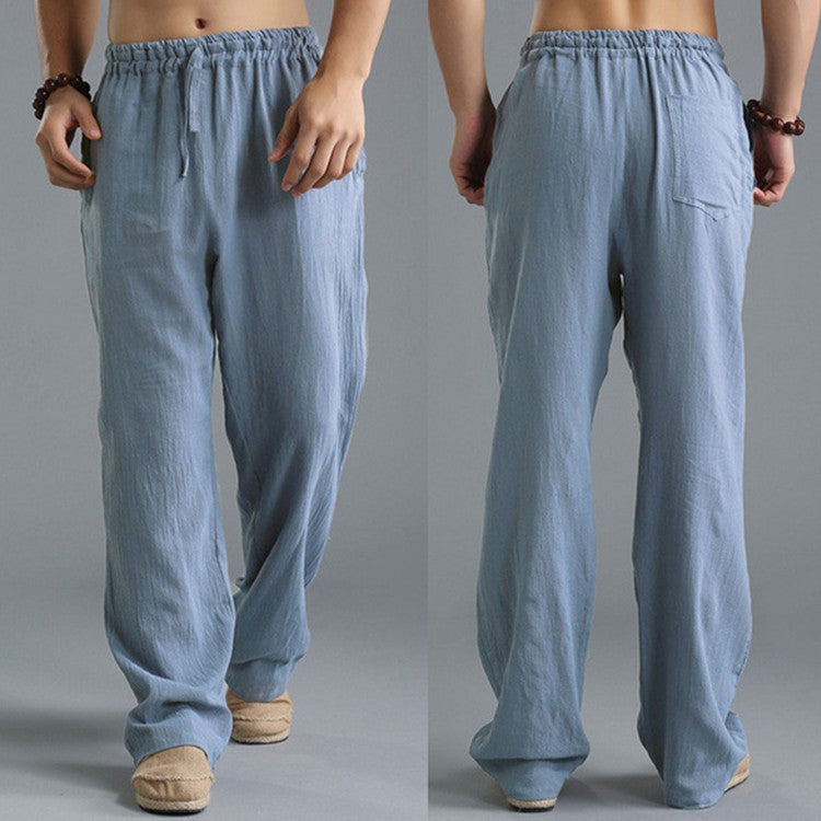 Men's Breathable Linen Casual Sports Pants - Loose Fit Summer Trousers