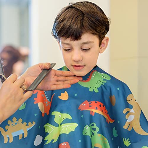 Children's Haircut Apron, Professional Hair Salon Cutting Apron, With Neck Cleaning Brush And Adjustable Buckle For Adults, Cartoon Dinosaur Pattern-Ban On Amazon Sales