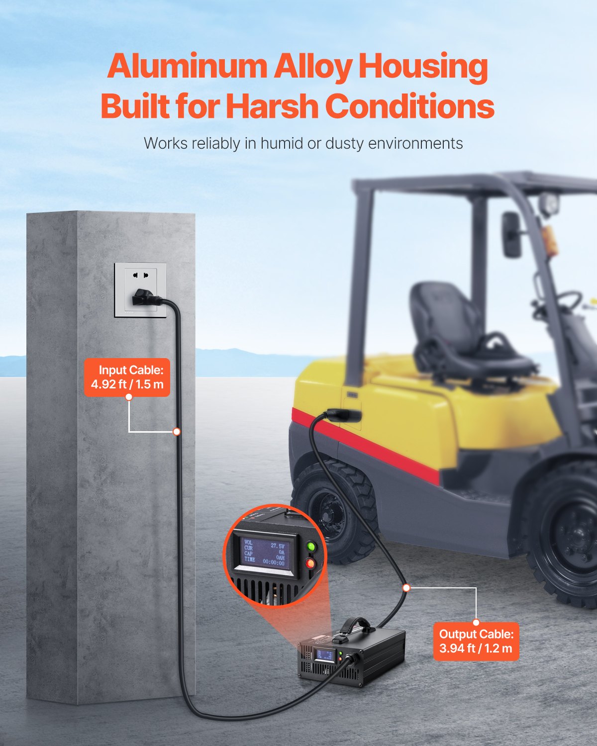 Forklift Battery Charger Smart Fully Automatic 24V 30A Fast Charger Portable