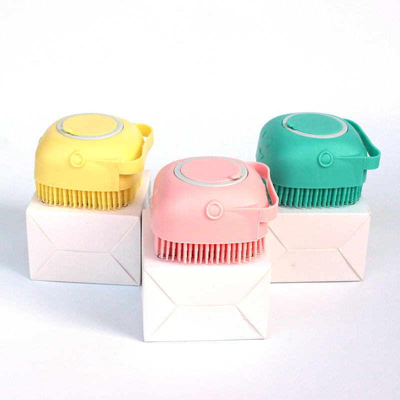 Silicone Dog Bath Massage Gloves Brush - Pet Grooming Tool with Shampoo Dispenser for Dogs & Cats
