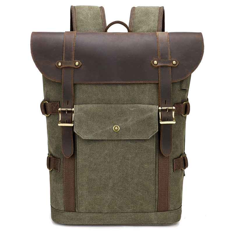 European And American Computer Crazy Horse Leather Backpack