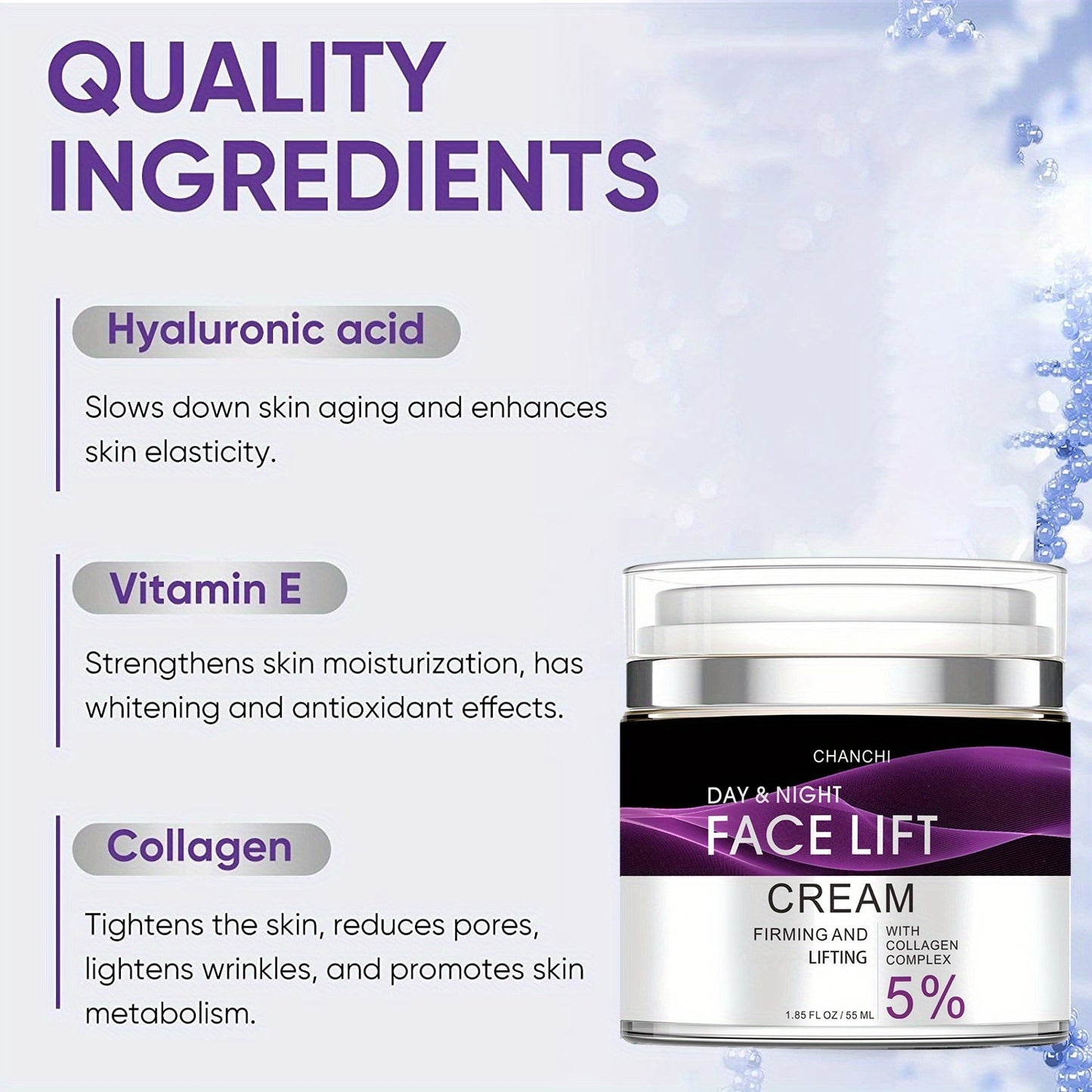 50ml Ultra-Lifting Face Cream - Revitalizes & Firms Facial, Neck, Chest Skin, Softens Fine Lines & Wrinkles, Hydrates & Plumps With Vitamin C, Retinol, And Glycerin For All Skin Types