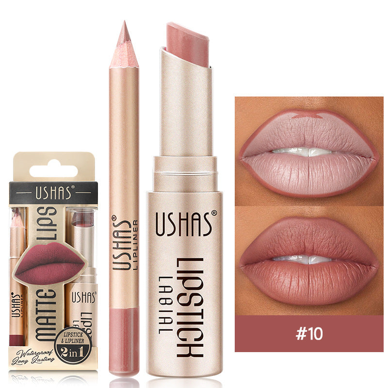 Long-Lasting Matte Lipstick & Lip Liner Set - Waterproof Non-Transfer 12 Color Collection