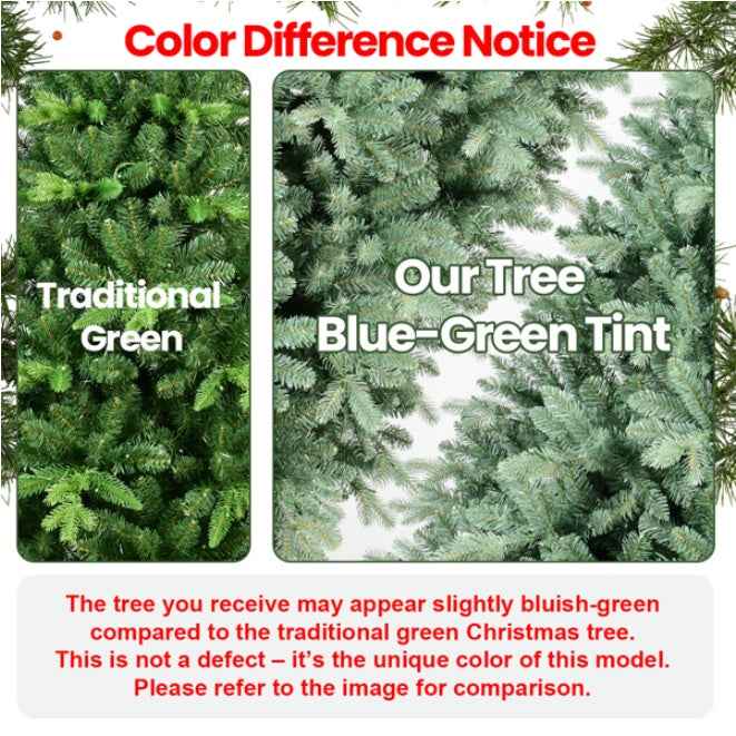 5ft Artificial Blue Green Tint Christmas Tree - Hinged PVC Fireproof Holiday Tree - DropOnline.co