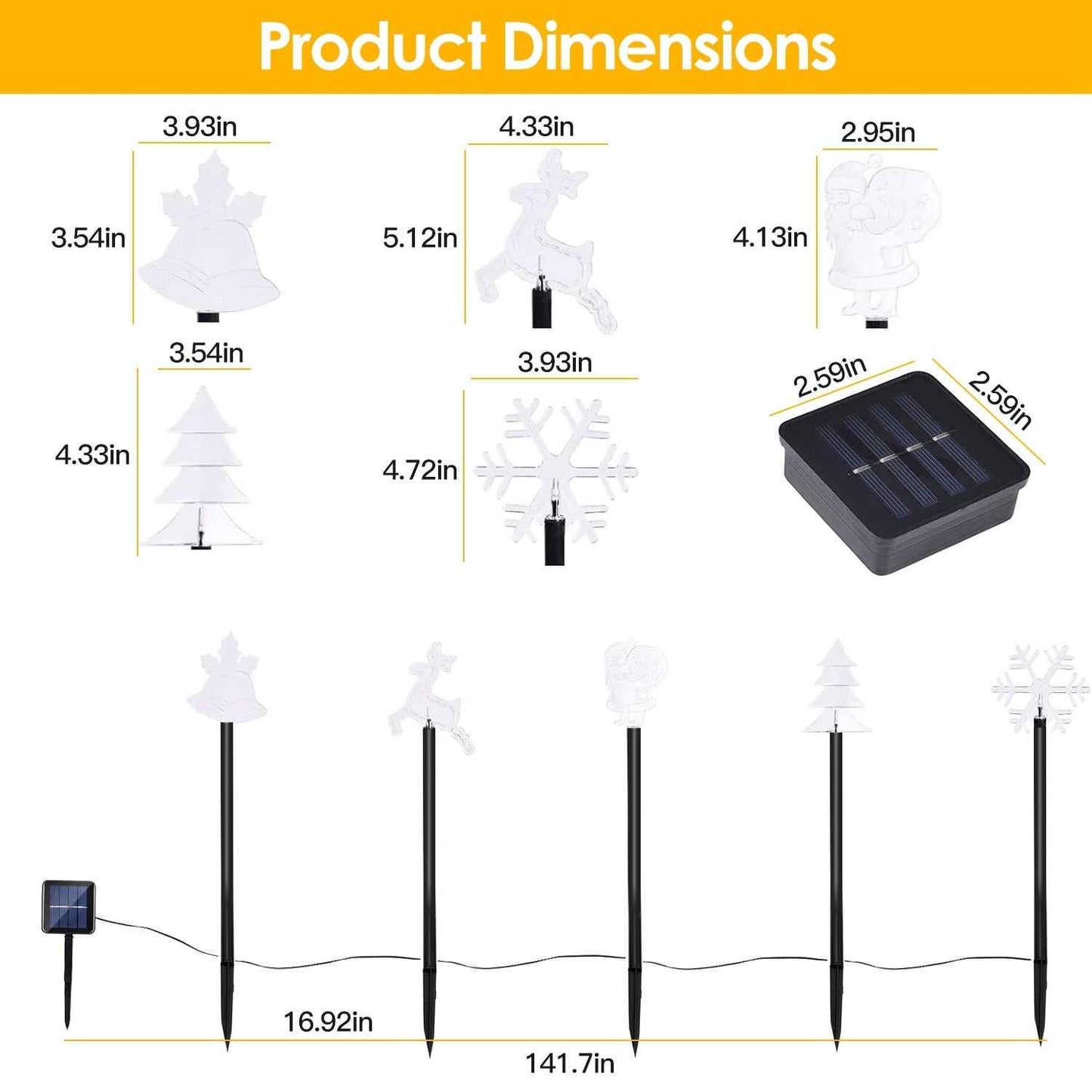5Pcs Mixed Christmas Solar Stake Light Set - Waterproof Outdoor Landscape Light - DropOnline.co