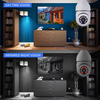 Smart Home Security PTZ Camera Wireless Lights 360 Degree Night Vision Surveillance Remote View CCTV Security WIFI Light Bulb Camera - DropOnline.co