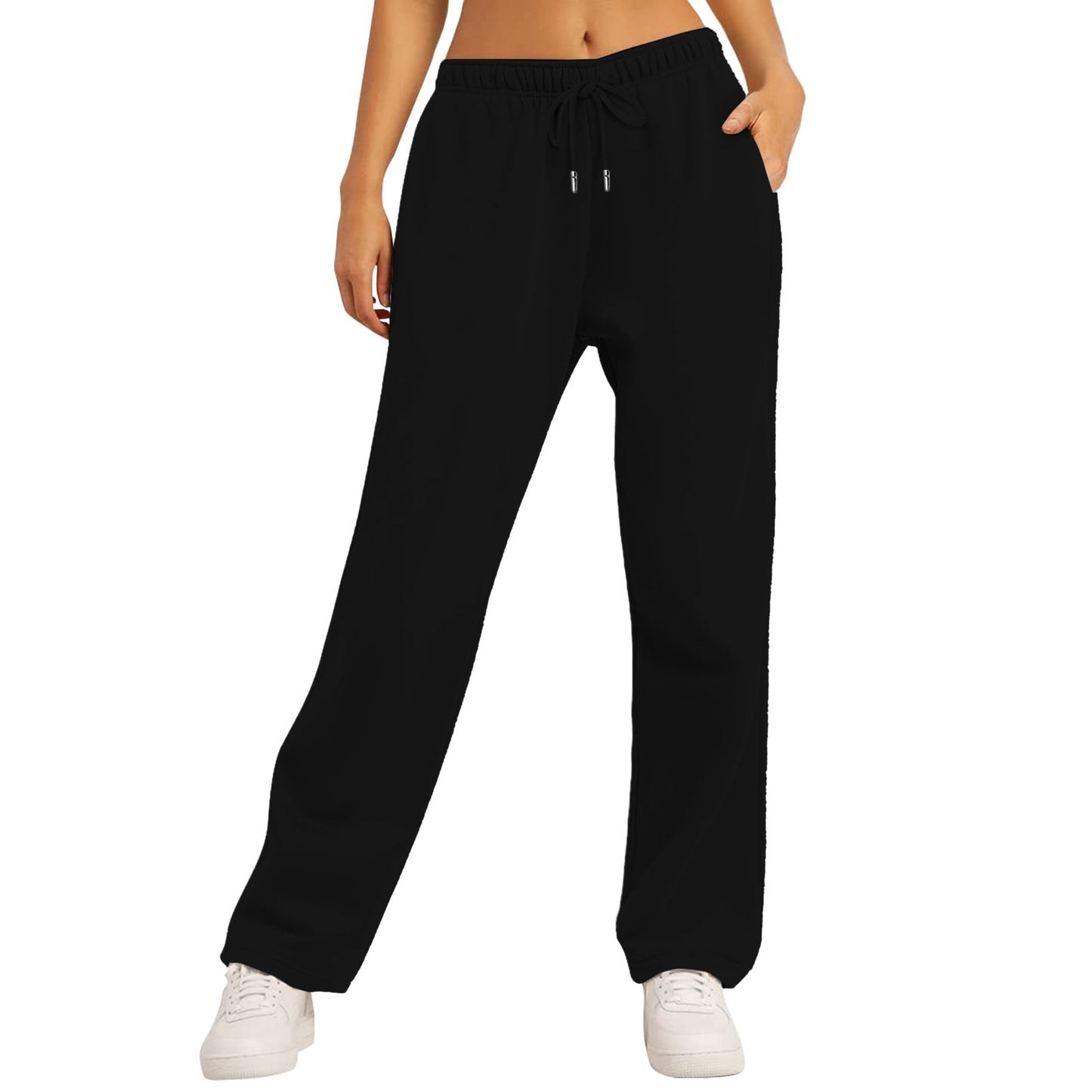 Same Style Solid Color Casual Loose Fleece-lined Trousers