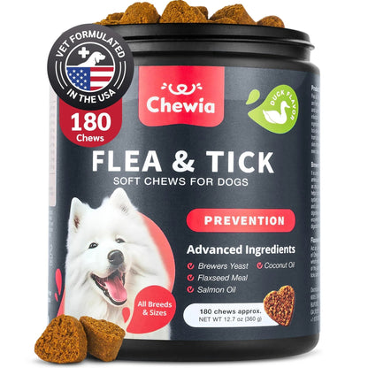 Dog Flea And Tick Treatment Chews FleaTick Prevention For Dogs Chewables Natural Dog Flea & Tick Control Soft Treats Immune Support Supplement - DropOnline.co