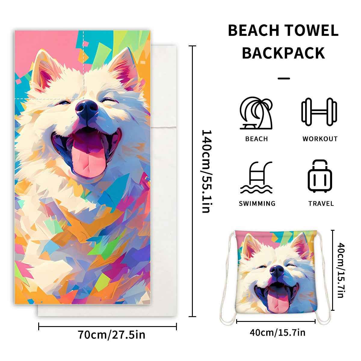 One-piece Beach Towel Versatile Bag Storage