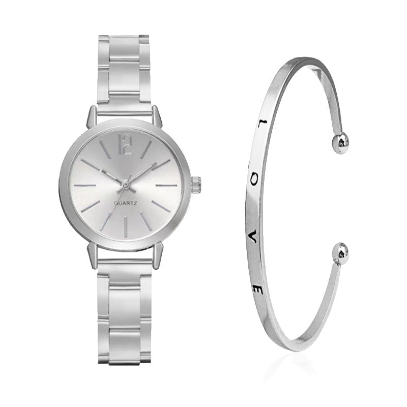 Gold Steel Band Quartz Watch - Elegant Bracelet Timepiece
