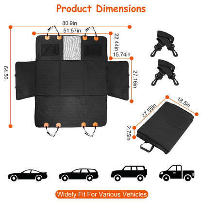 Dog Car Back Seat Cover With Zipper Mesh Window Storage Bags Waterproof 600D Oxford Cloth Car Seat Protector With Slide Flaps For Cars Trucks SUVs - DropOnline.co