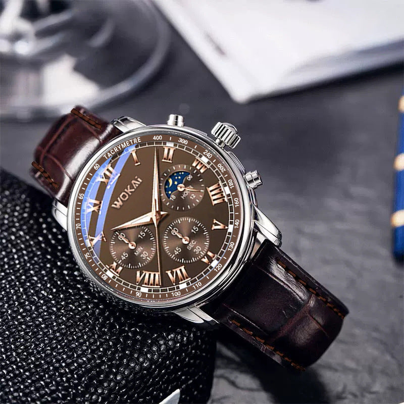 Fashion Quartz Watch - Leather Strap Timepiece